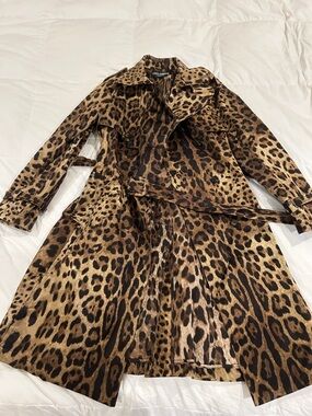 Dolce & Gabbana Tan and Black Leopard Print Trench